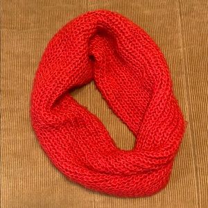 Red knit infinity scarf